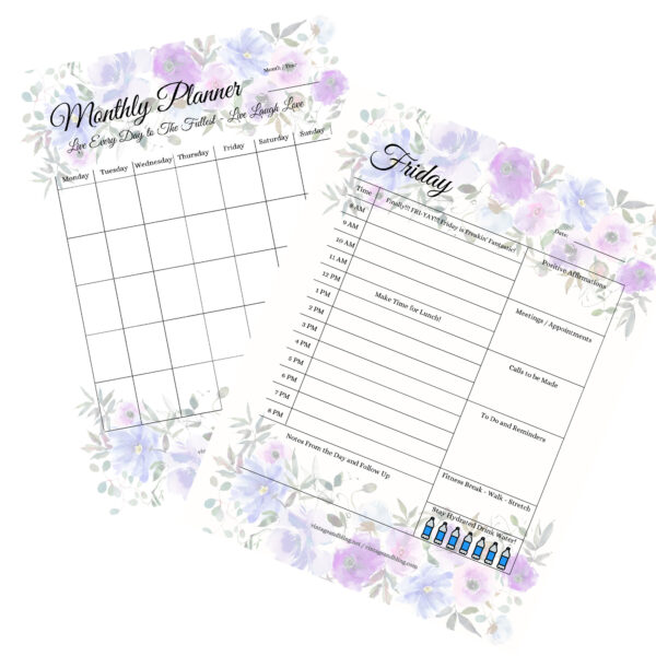 Blue and Purple Floral Printable Planner Instant Download